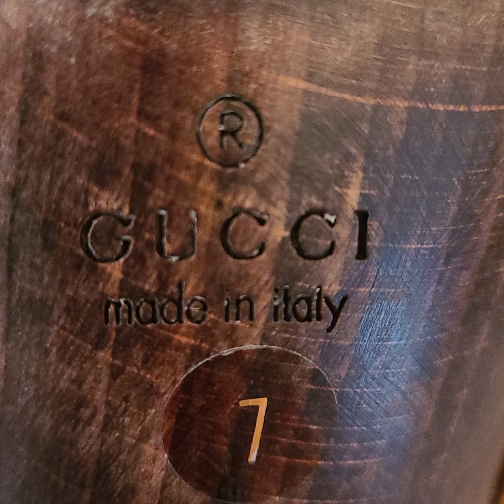 GUCCI SUEDE BROWN HIGH HEEL CLOGS - Picture 10 of 11
